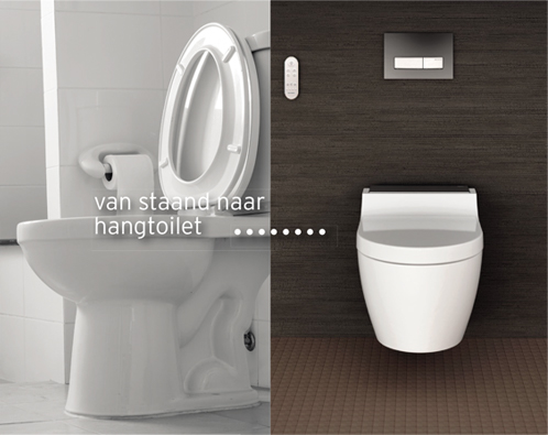 Verhoogd hangtoilet plaatsen bij een badkamer renovatie